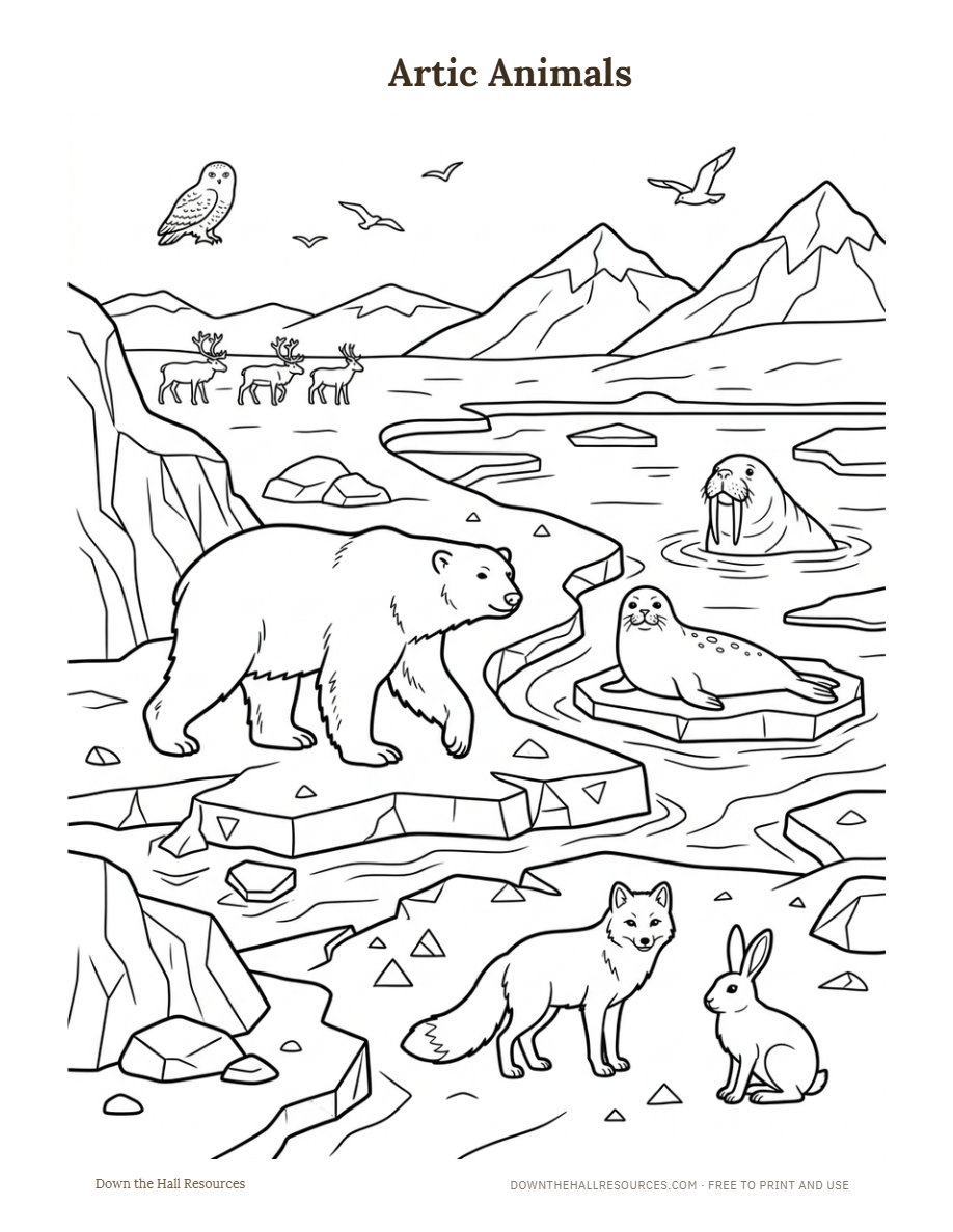 Preview of the Arctic Animals printable worksheet