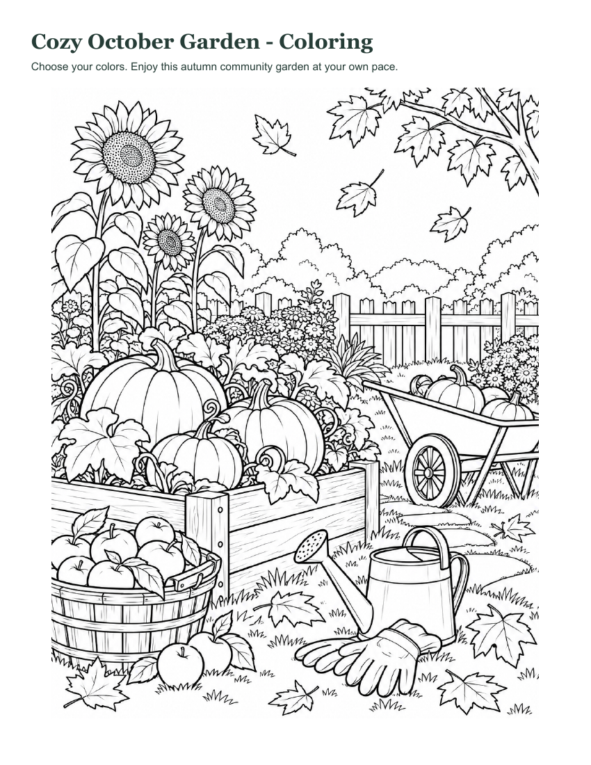Cozy October Garden - Coloring preview