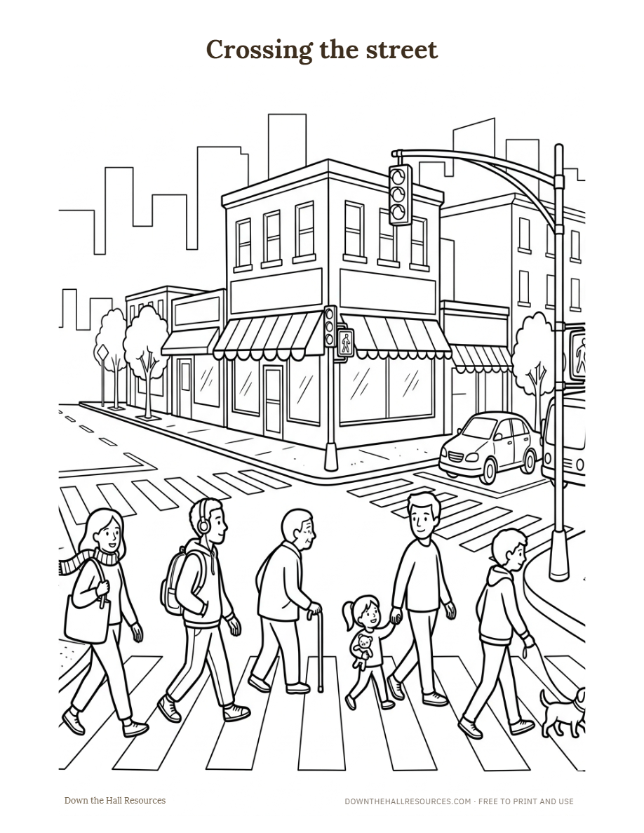 Crossing the Street worksheet preview