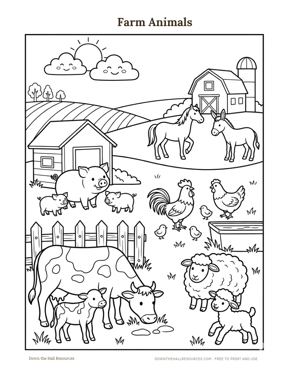 Farm Animals worksheet preview