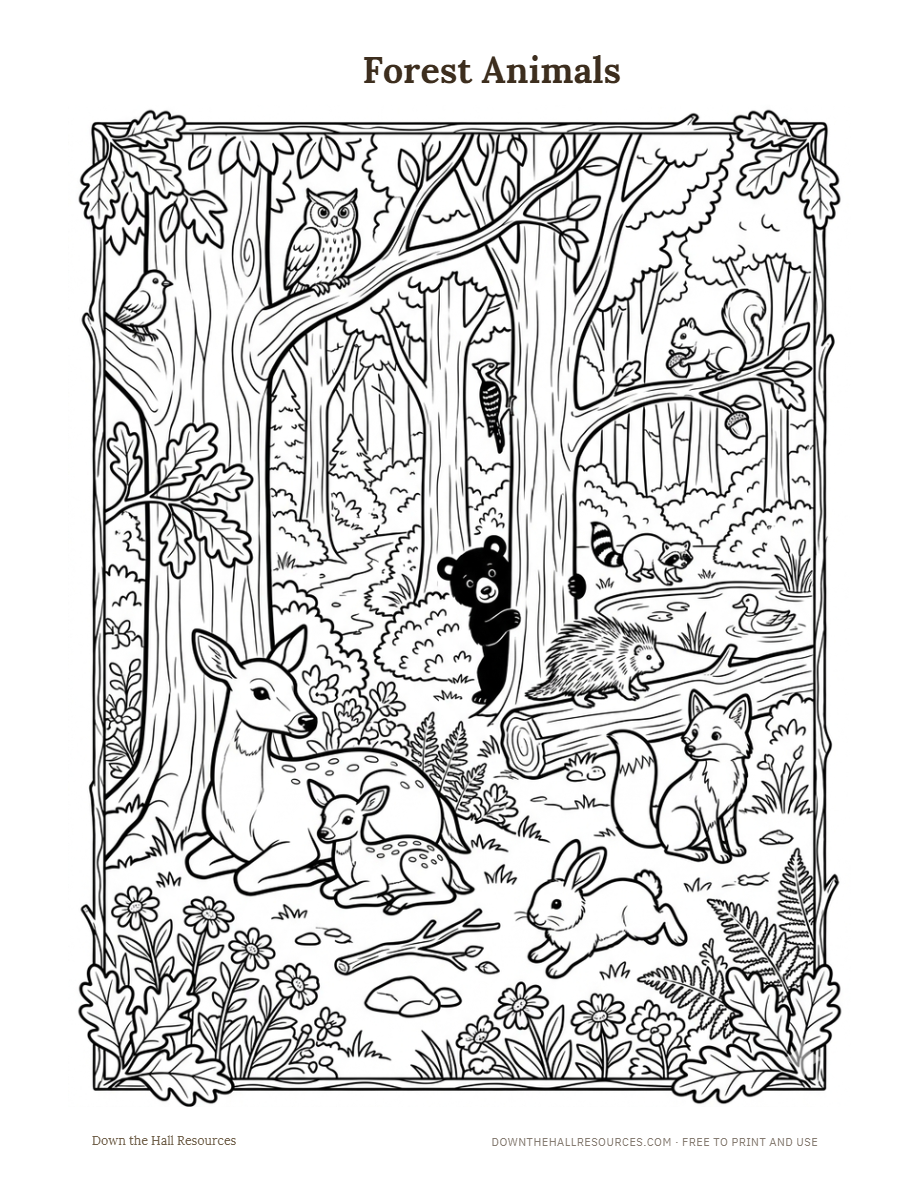 Preview of the Forest Animals printable worksheet