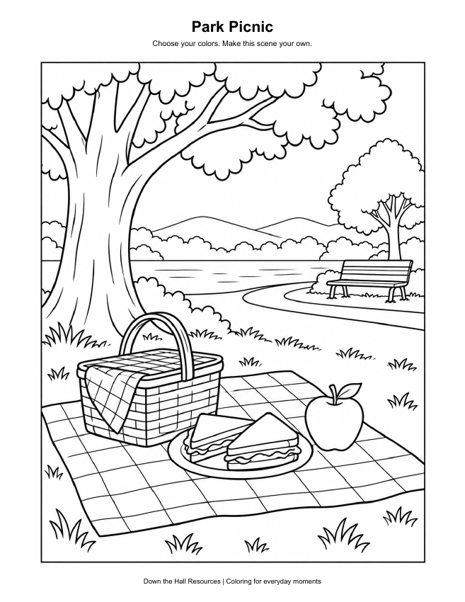 Park Picnic coloring preview