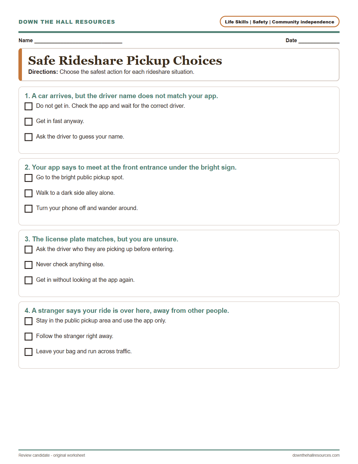 Safe Rideshare Pickup Choices preview