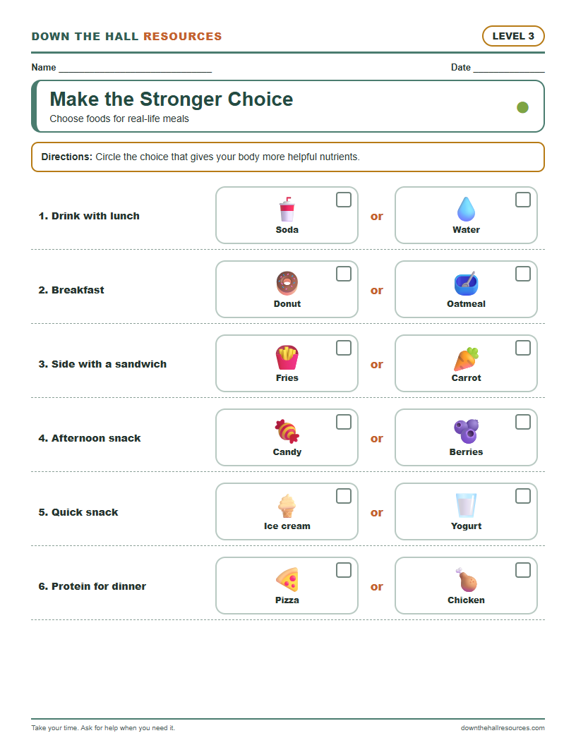 Make the Stronger Choice - Level 3 worksheet preview