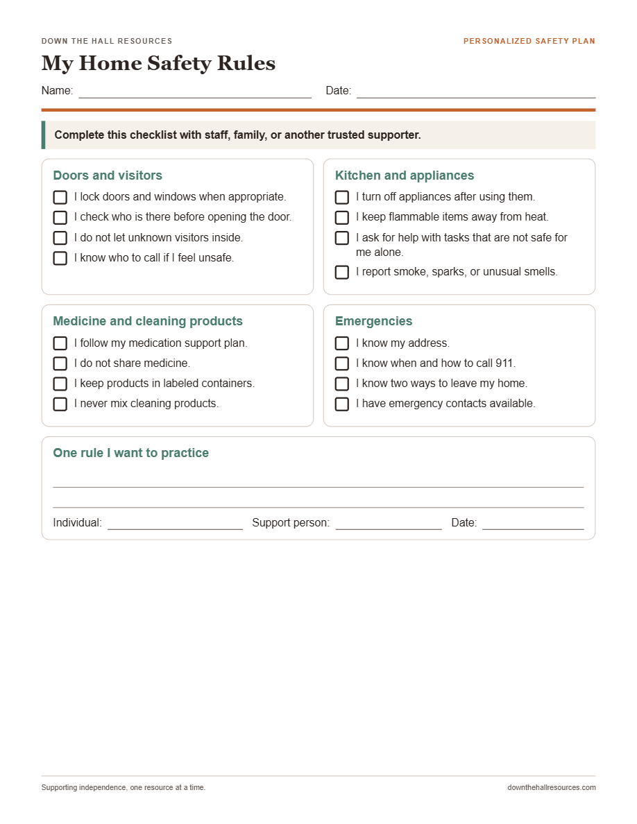 My Home Safety Rules worksheet preview