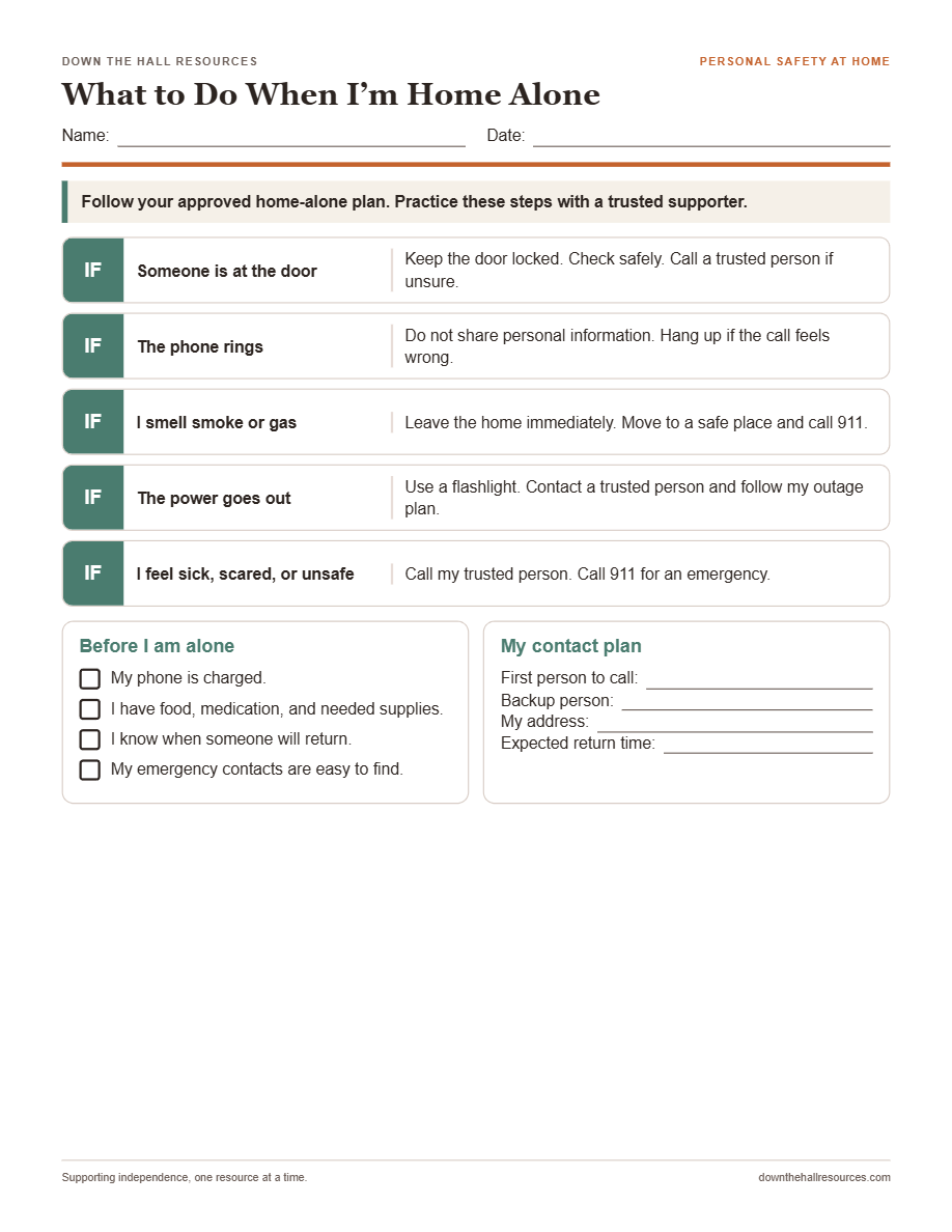 What to Do When Home Alone worksheet preview