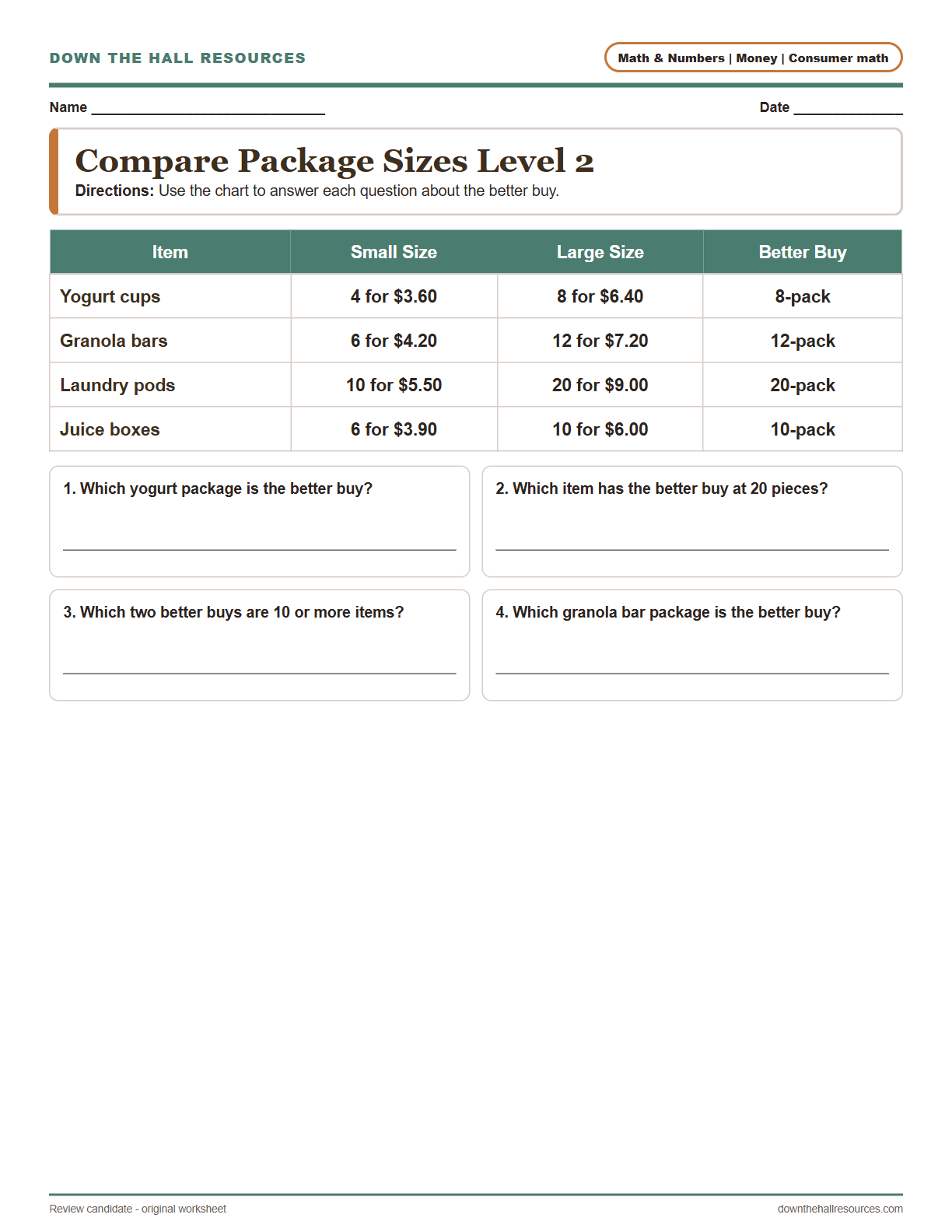 Compare Package Sizes Level 2 preview