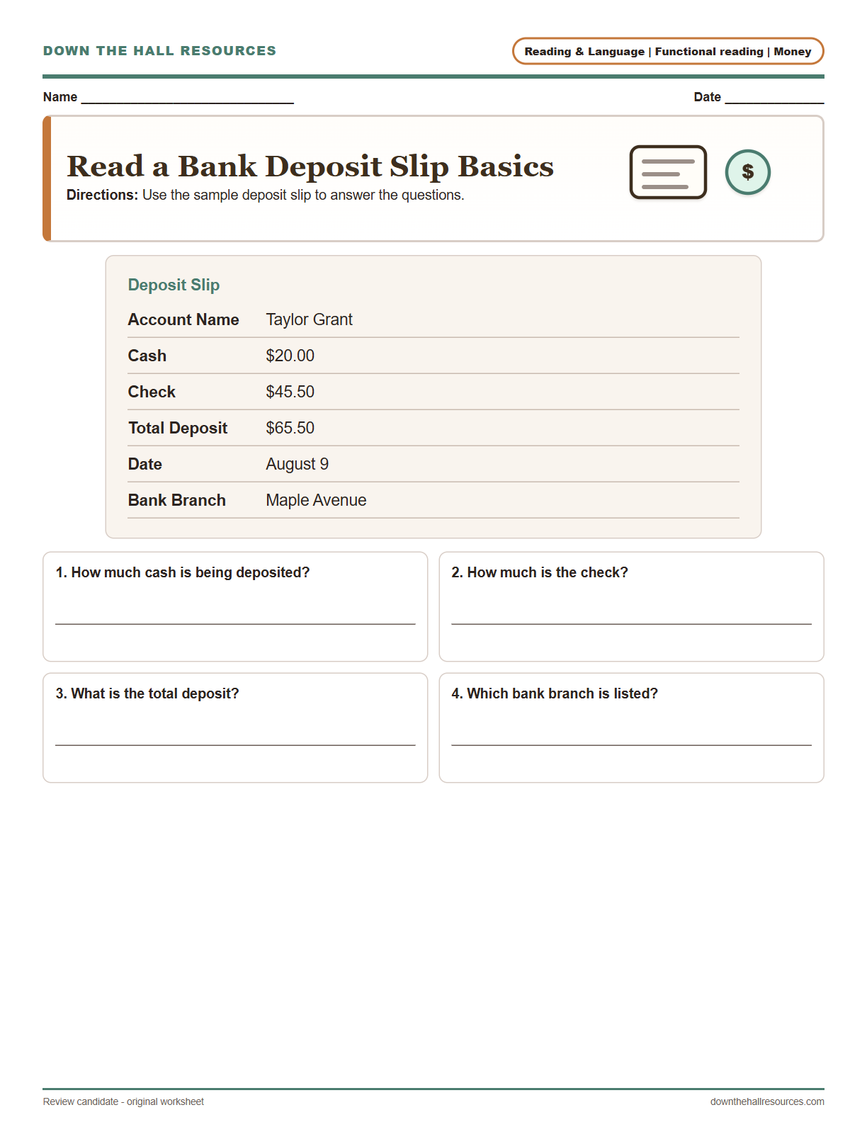 Read a Bank Deposit Slip Basics preview