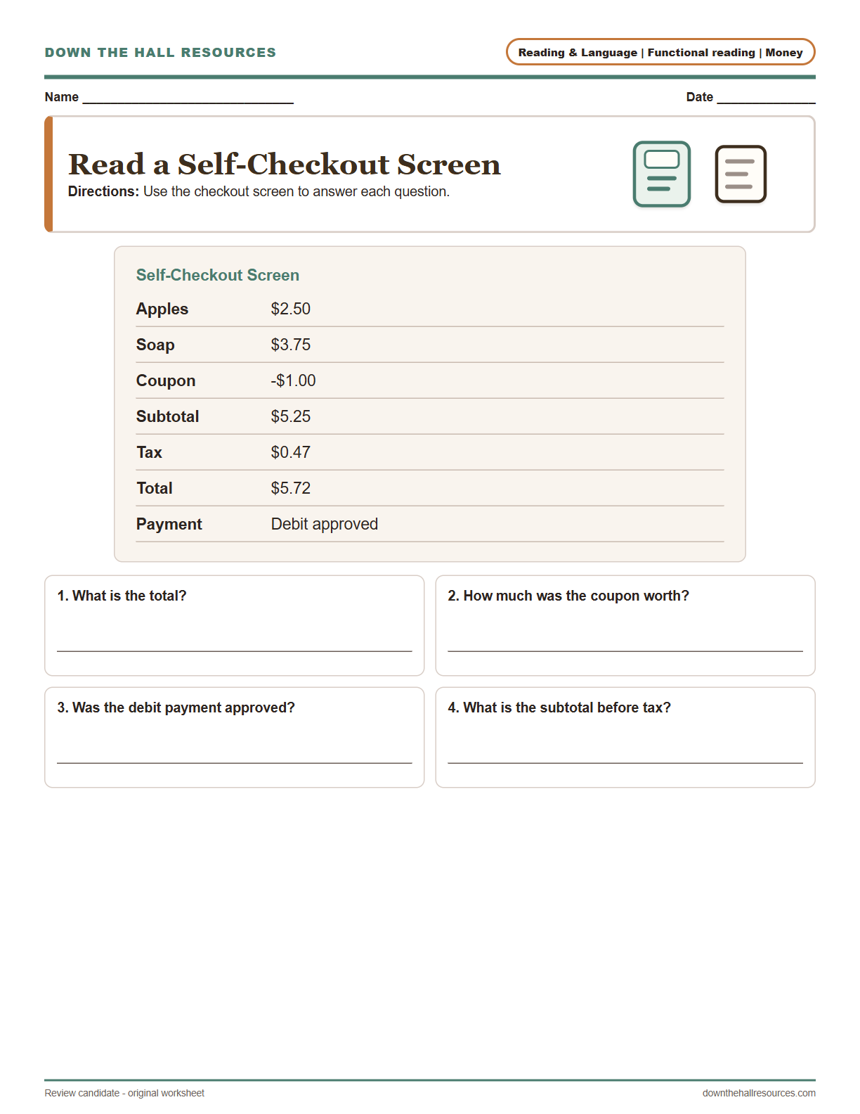 Read a Self-Checkout Screen preview