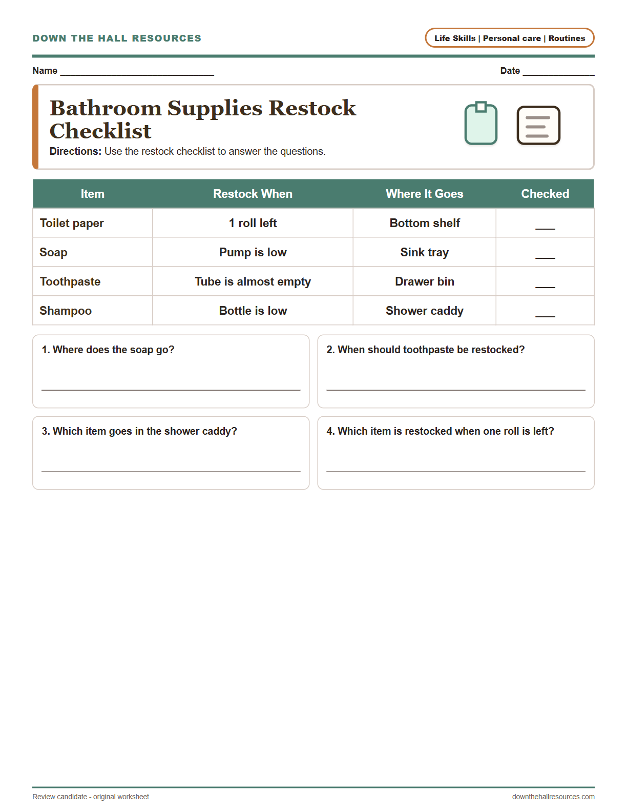 Bathroom Supplies Restock Checklist preview