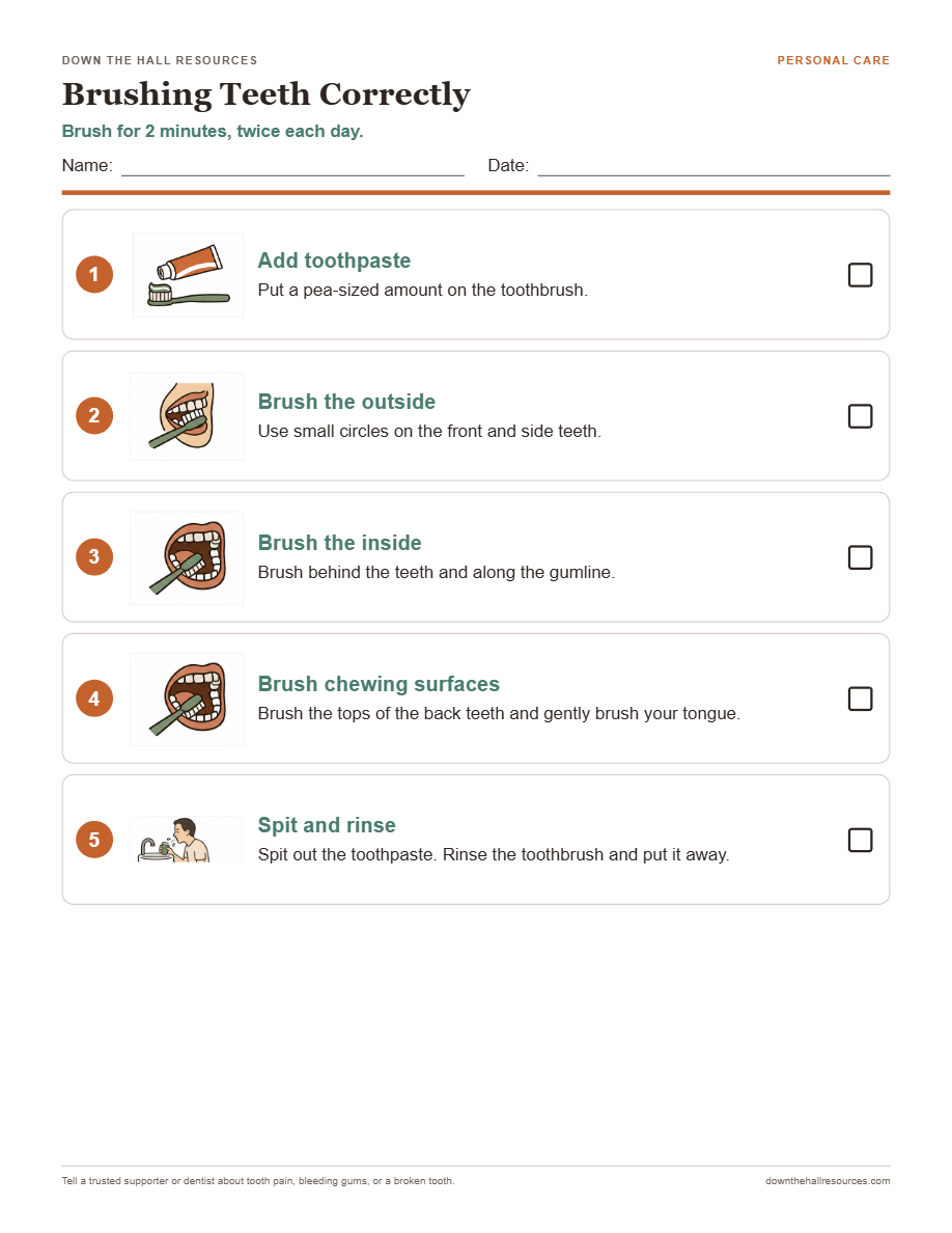 Brushing Teeth Correctly worksheet preview