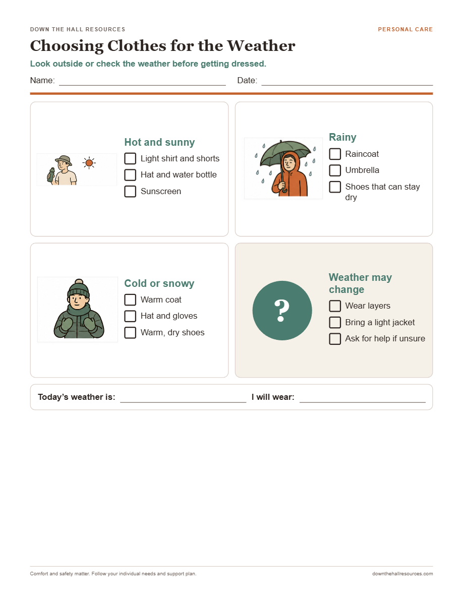 Choosing Weather-Appropriate Clothing worksheet preview