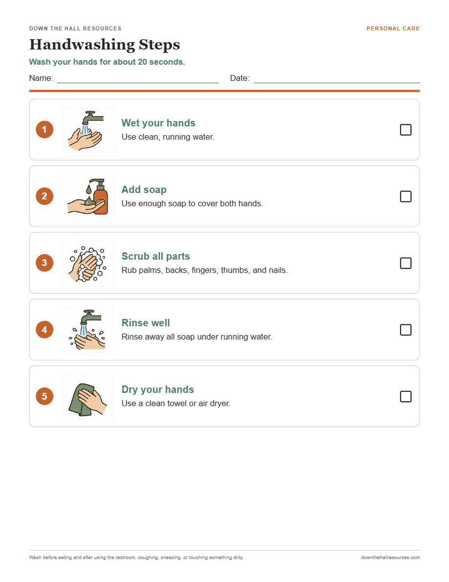Handwashing Steps worksheet preview