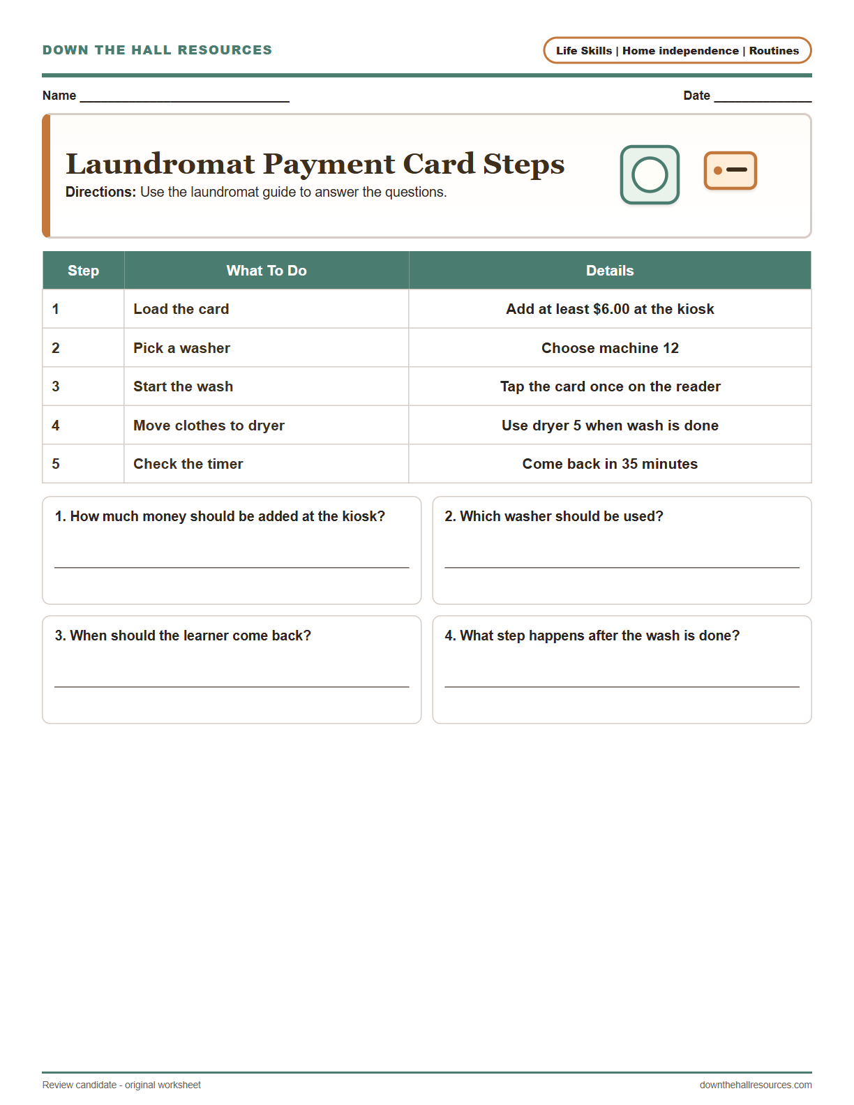 Laundromat Payment Card Steps preview