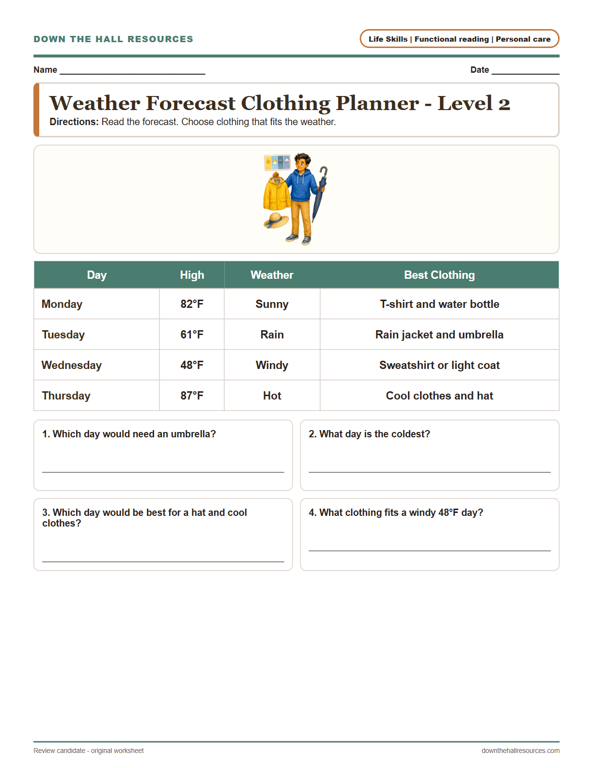 Weather Forecast Clothing Planner Level 2 preview