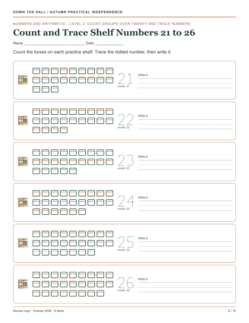 Count and Trace Shelf Numbers 21 to 26 preview