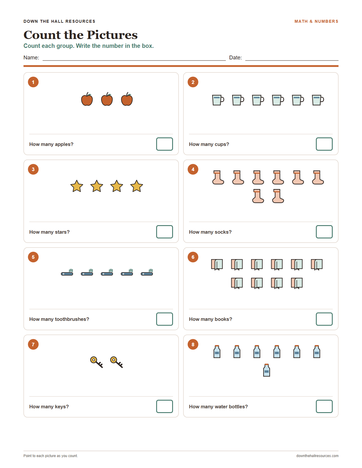 Count the Pictures worksheet preview