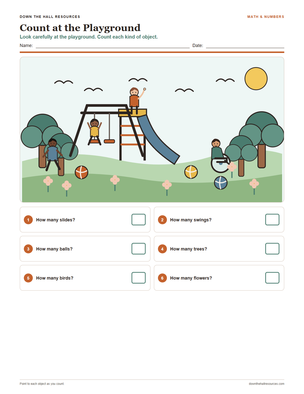 Count at the Playground worksheet preview
