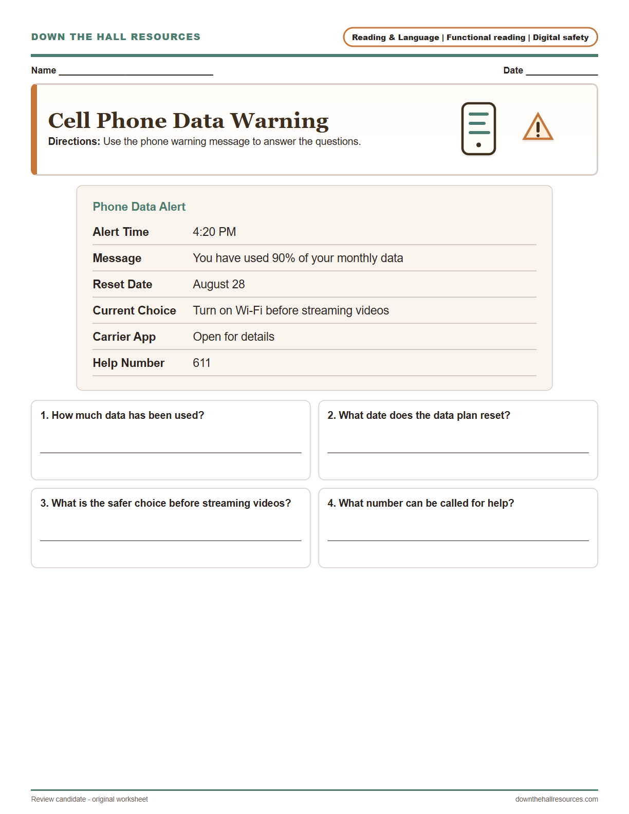 Cell Phone Data Warning preview