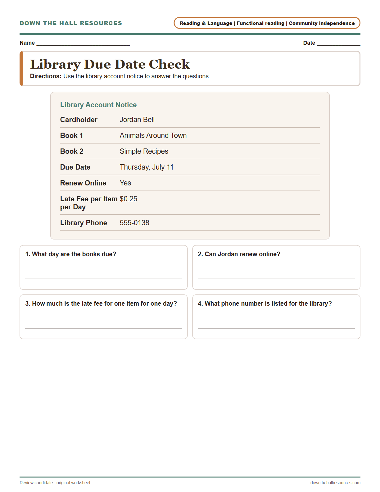 Library Due Date Check preview