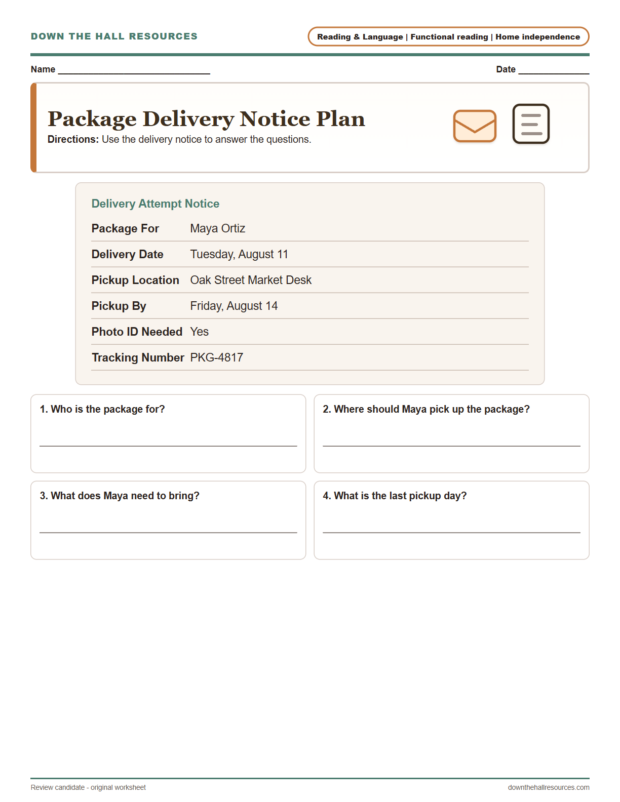 Package Delivery Notice Plan preview