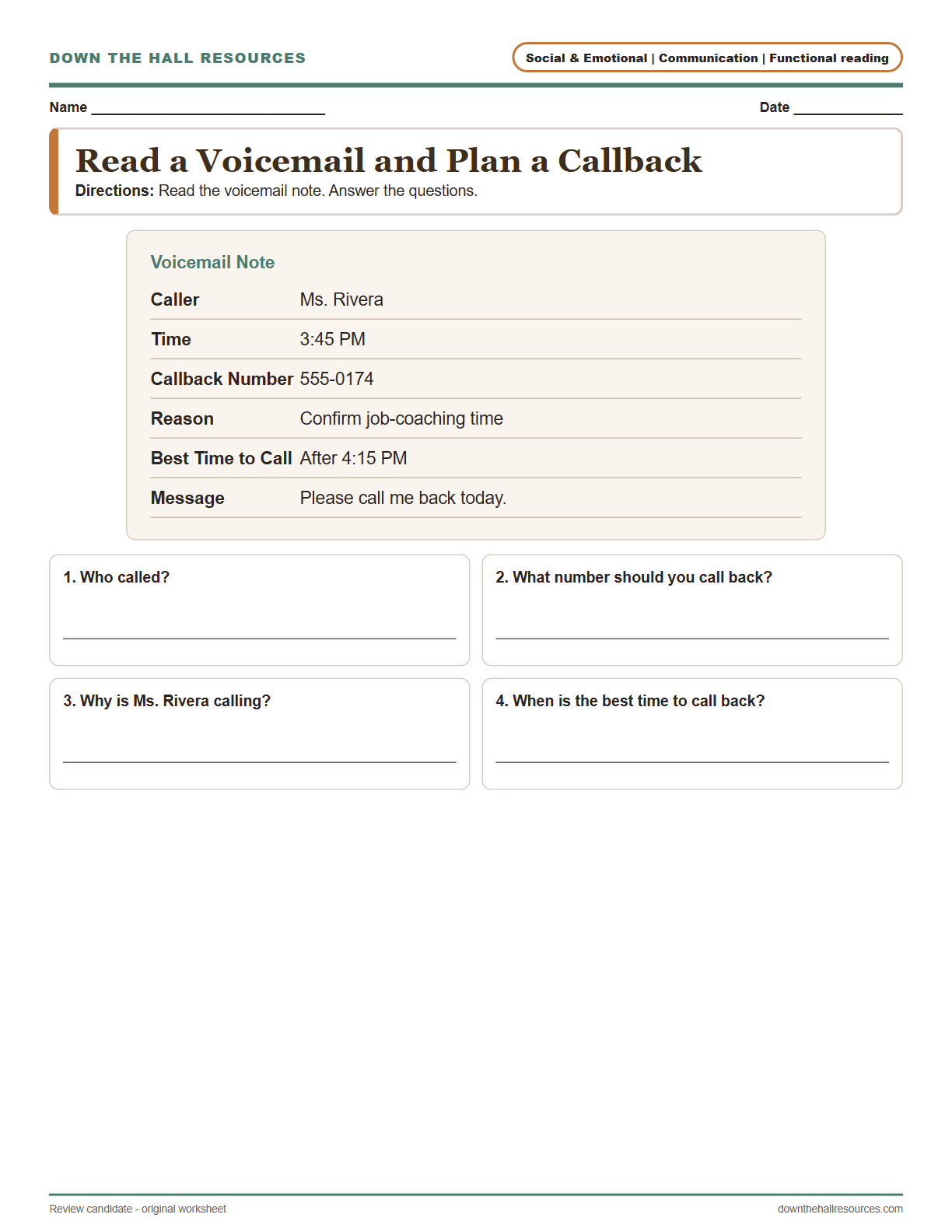 Read a Voicemail and Plan a Callback preview