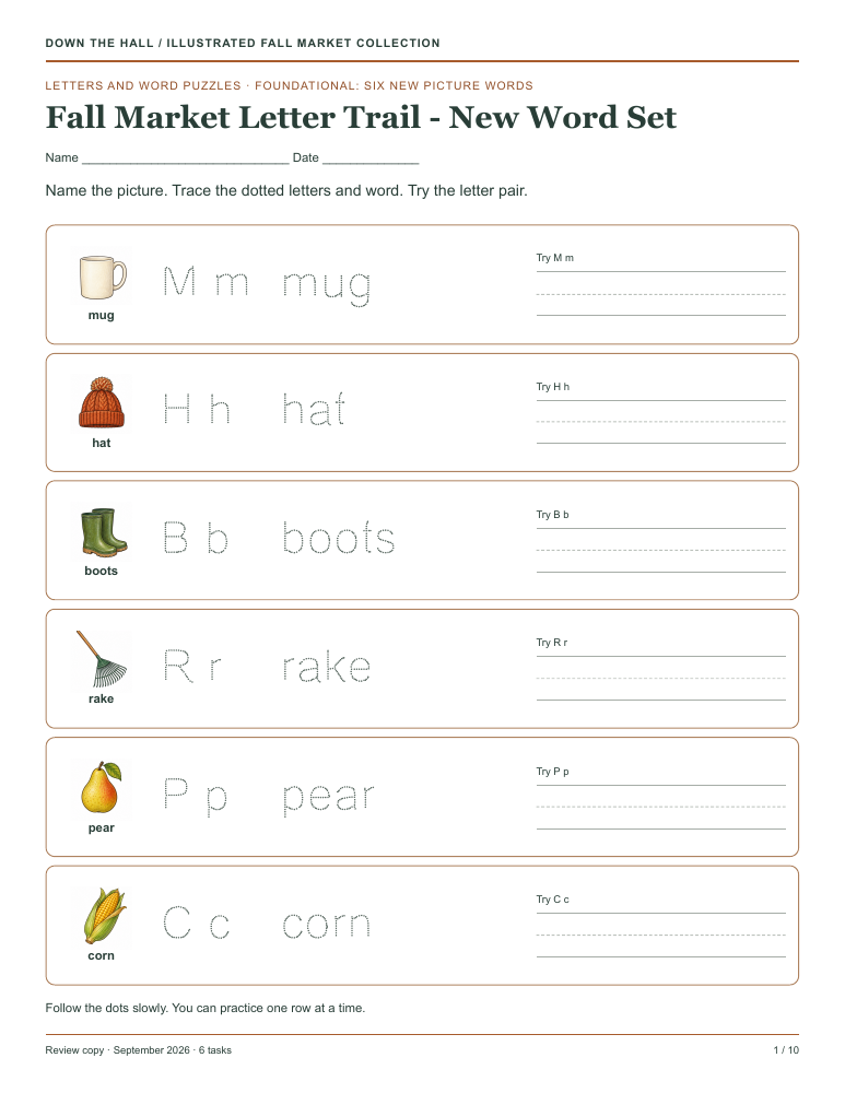 Fall Market Letter Trail - New Word Set preview