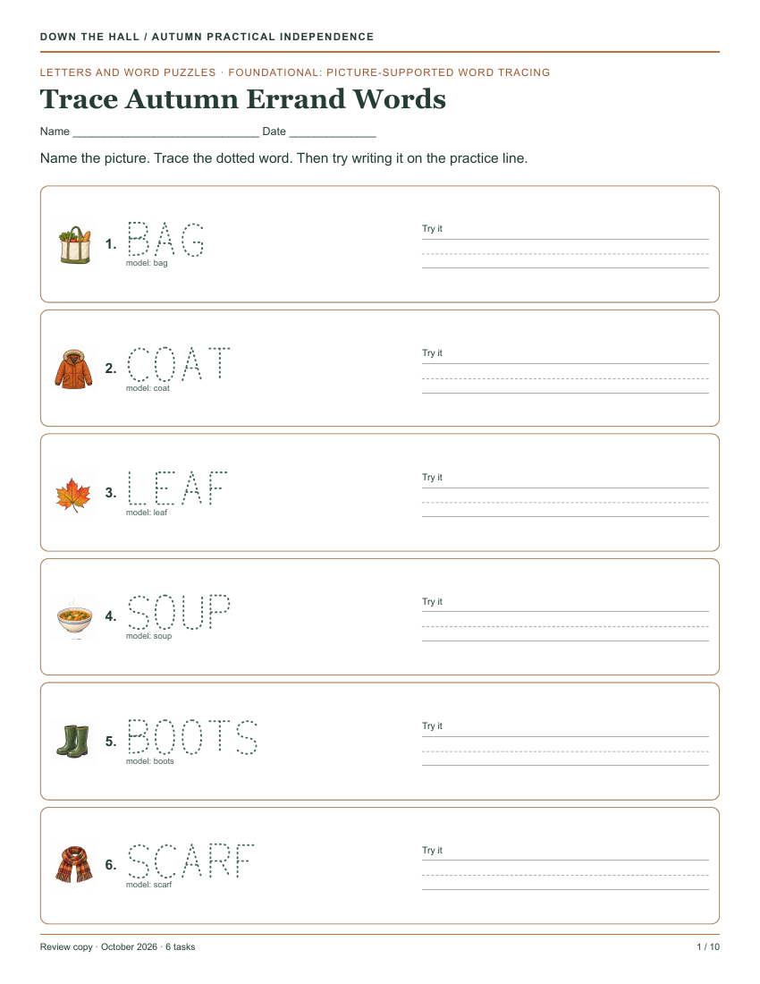 Trace Autumn Errand Words preview
